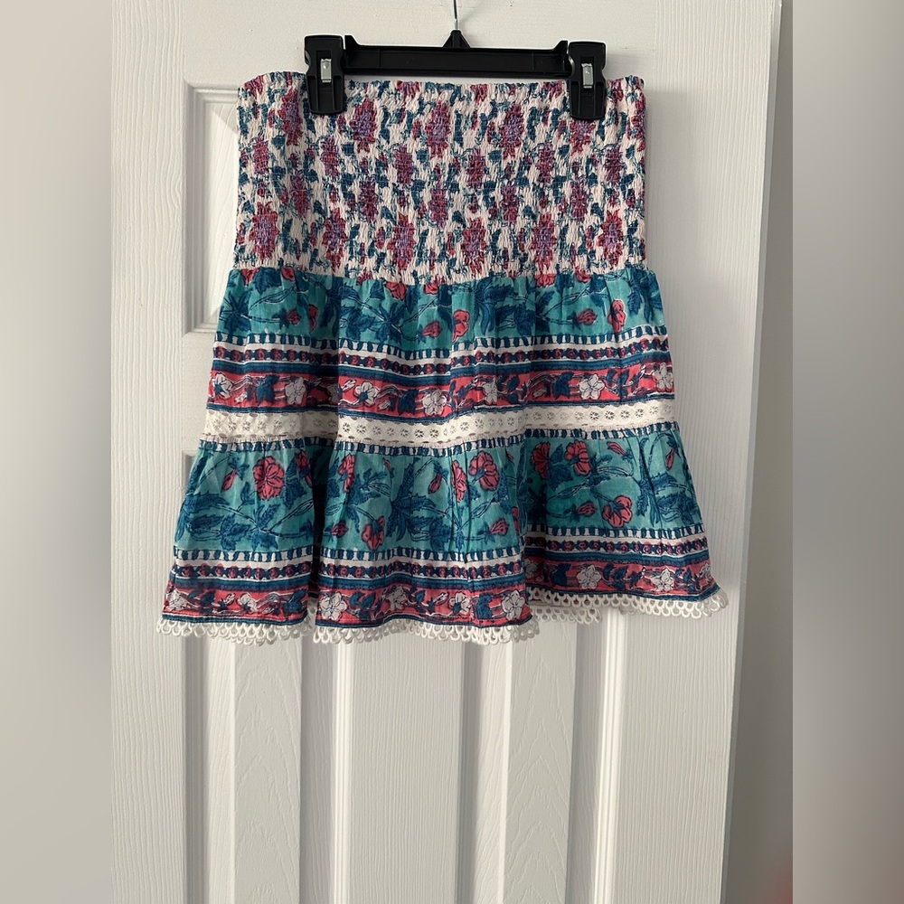 Bell by Alicia Bell Chloe  Floral Tiered Mini Skirt with Lace Trim